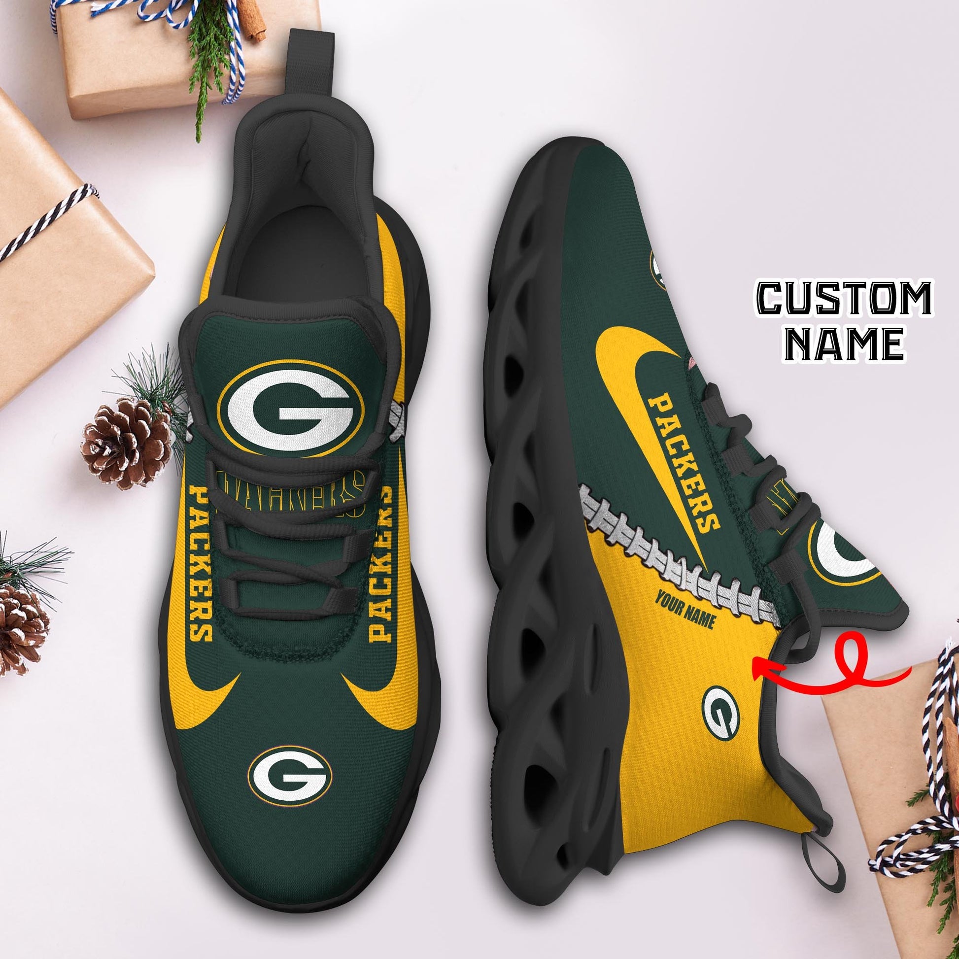 Ideafootwear Green Bay Packers Max Soul Shoes Sneakers For Men And Women 36