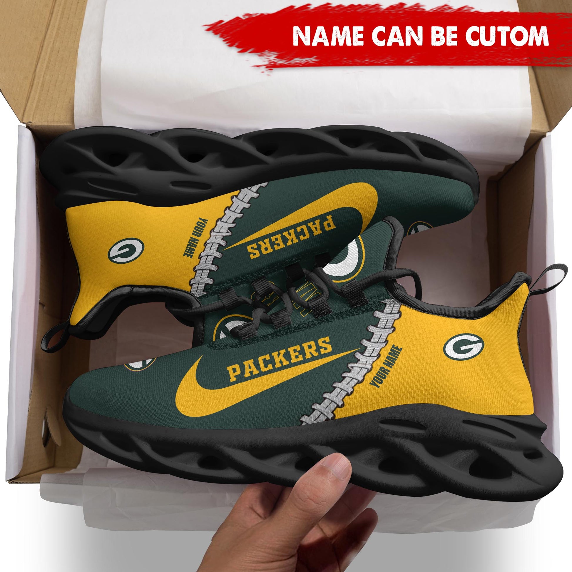 Ideafootwear Green Bay Packers Max Soul Shoes Sneakers For Men And Women 36