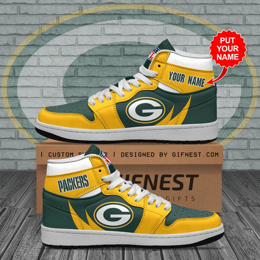 Ideafootwear Green Bay Packers NFL AJ1 High Sneakers Shoes For Men And Women 5