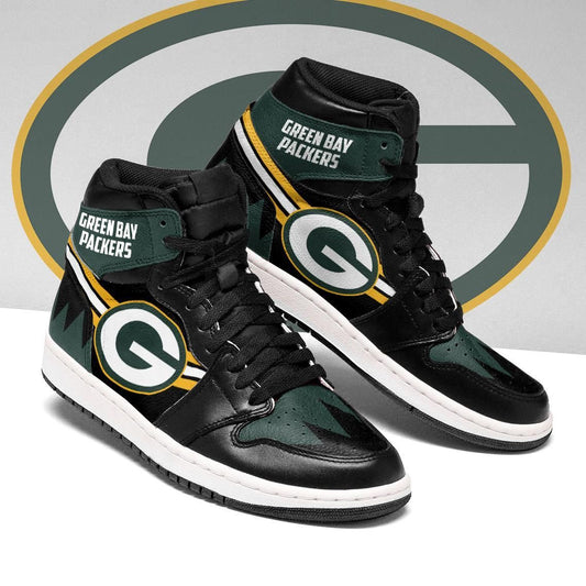 Ideafootwear Green Bay Packers NFL AJ1 High Sneakers Shoes For Men And Women 7