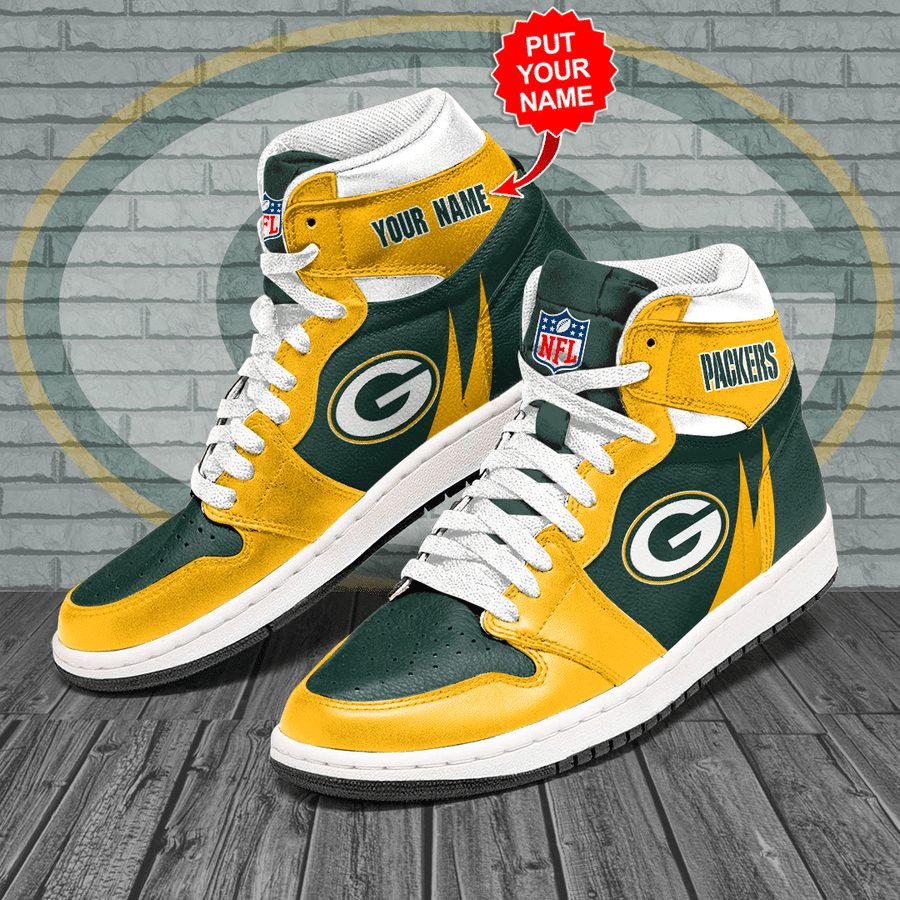 Ideafootwear Green Bay Packers NFL AJ1 High Sneakers Shoes For Men And Women 5
