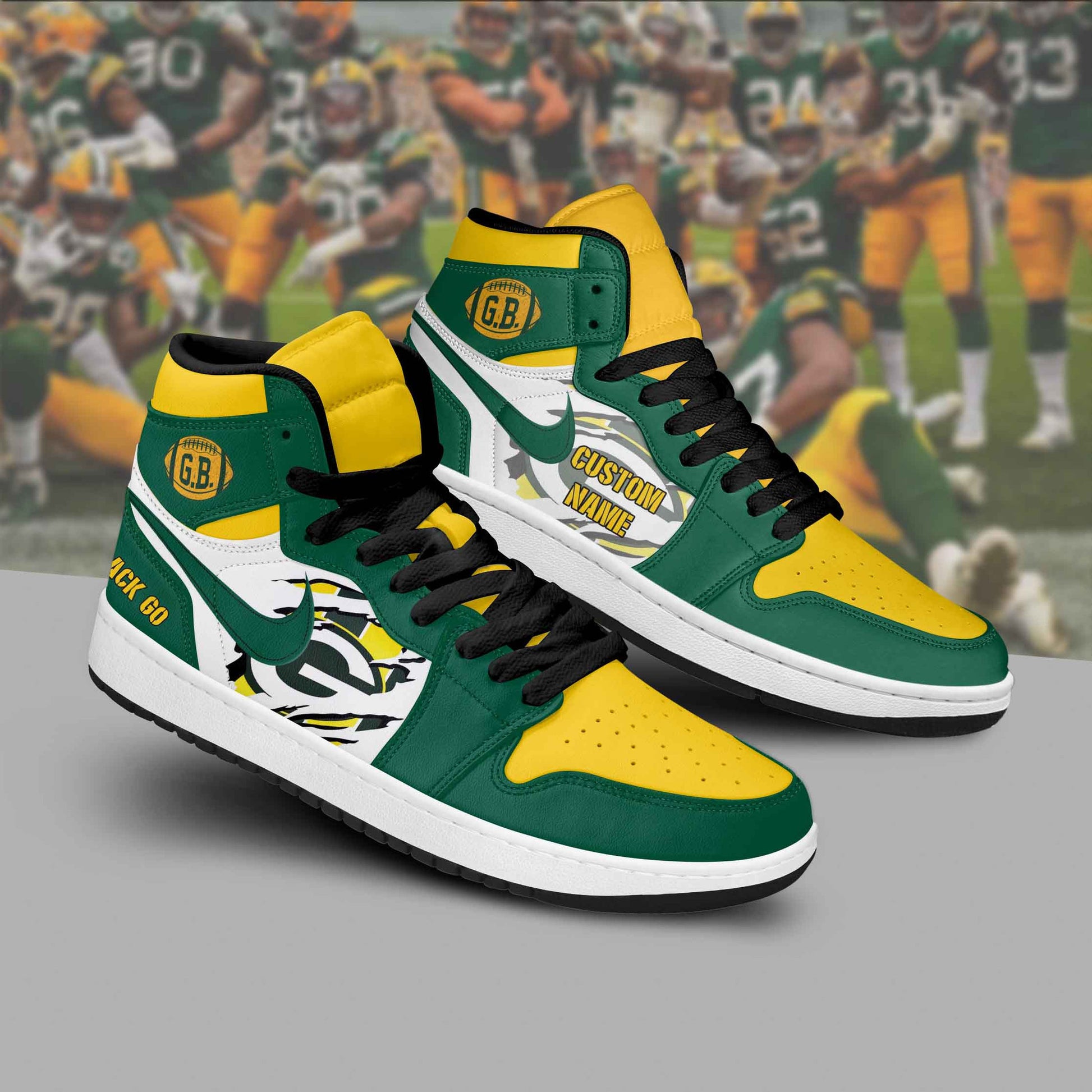 Ideafootwear Green Bay Packers AJ1 High Sneakers Shoes For Men And Women 17