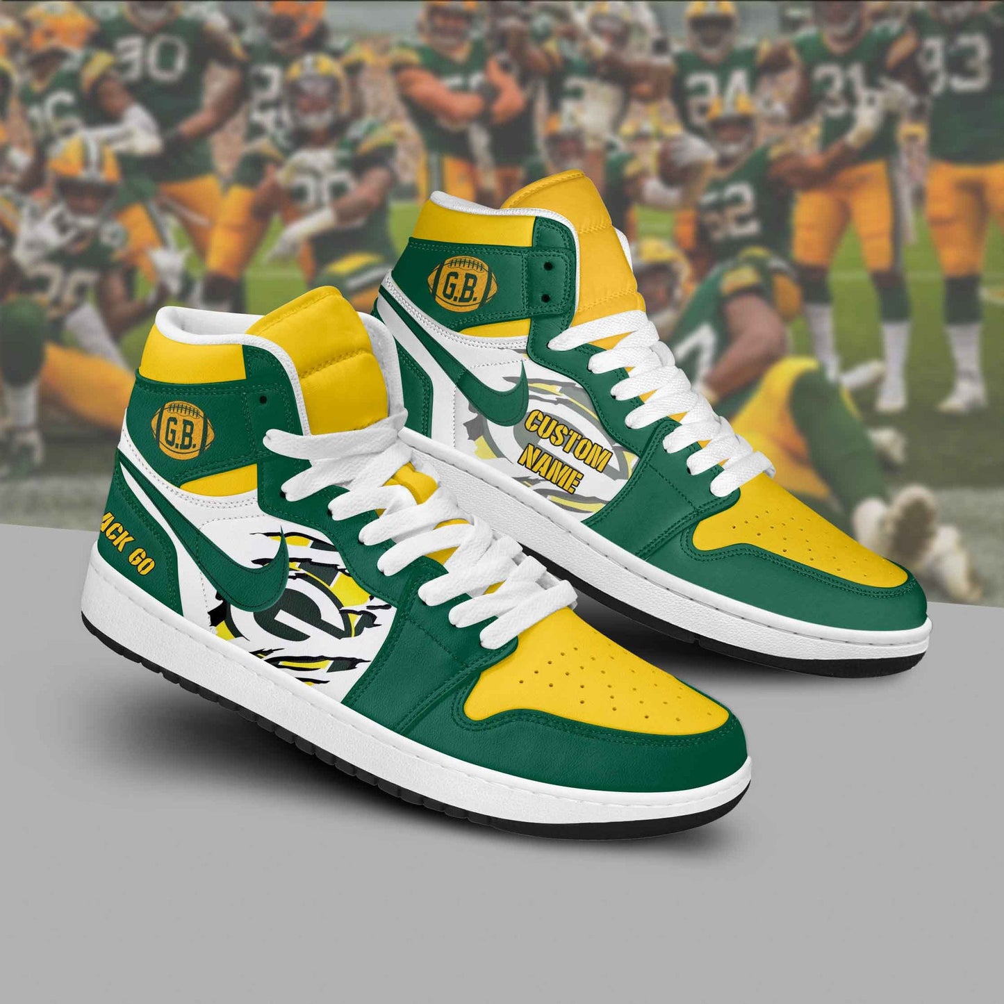 Ideafootwear Green Bay Packers AJ1 High Sneakers Shoes For Men And Women 18