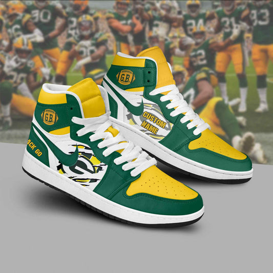 Ideafootwear Green Bay Packers AJ1 High Sneakers Shoes For Men And Women 18