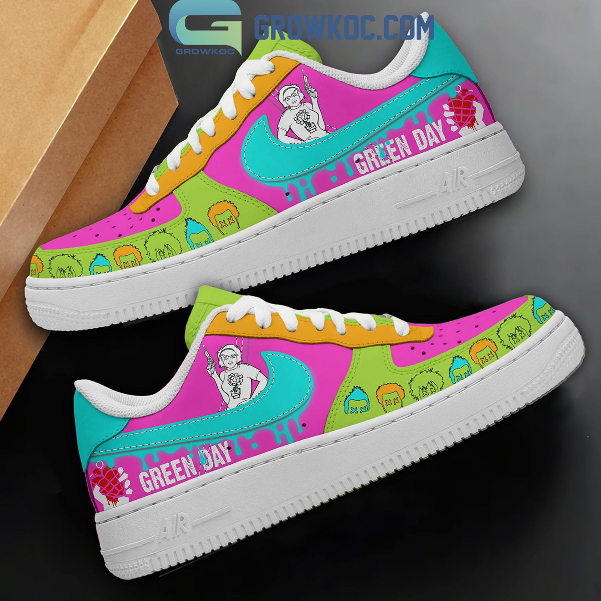 Ideafootwear Green Day Air Low-Top Sneakers Shoes For Men And Women 7