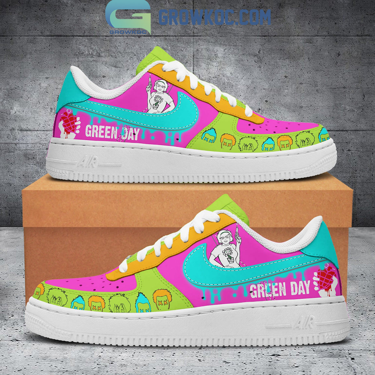 Ideafootwear Green Day Air Low-Top Sneakers Shoes For Men And Women 7