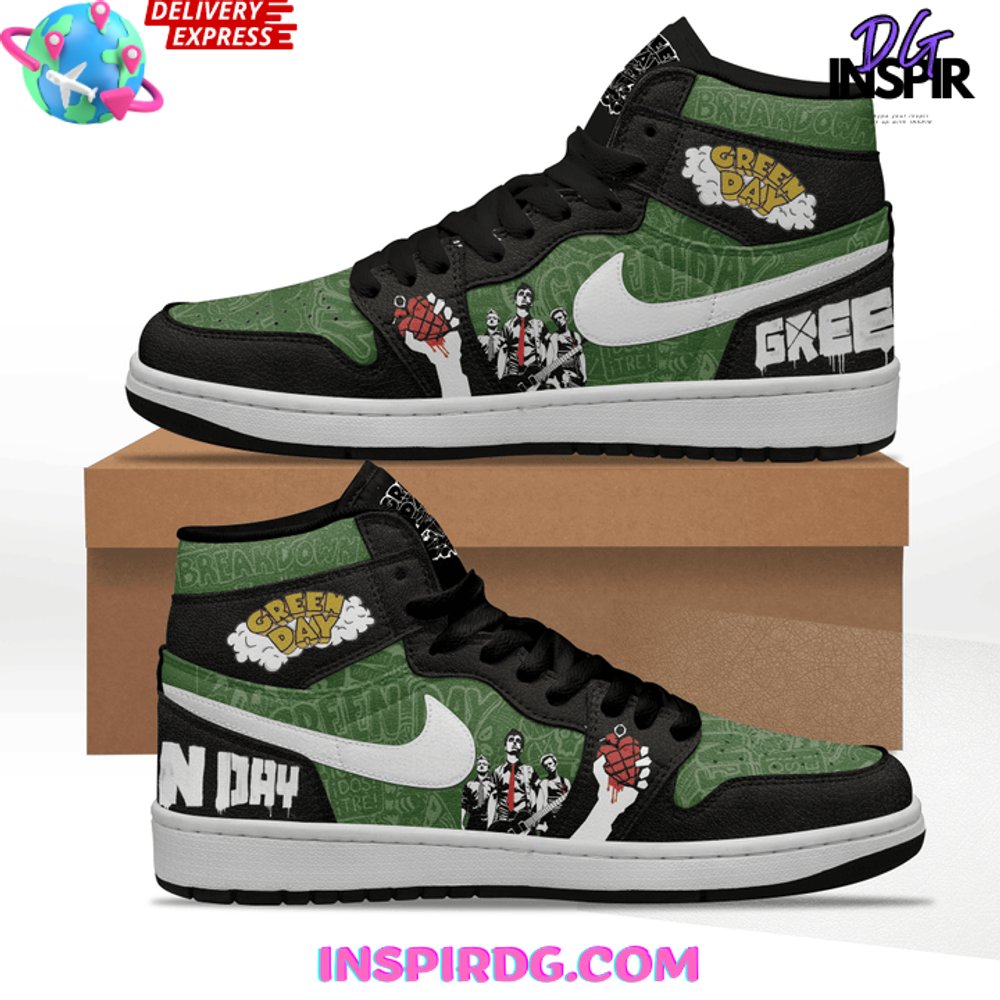 Ideafootwear Green Day AJ1 High Sneakers Shoes For Men And Women 2