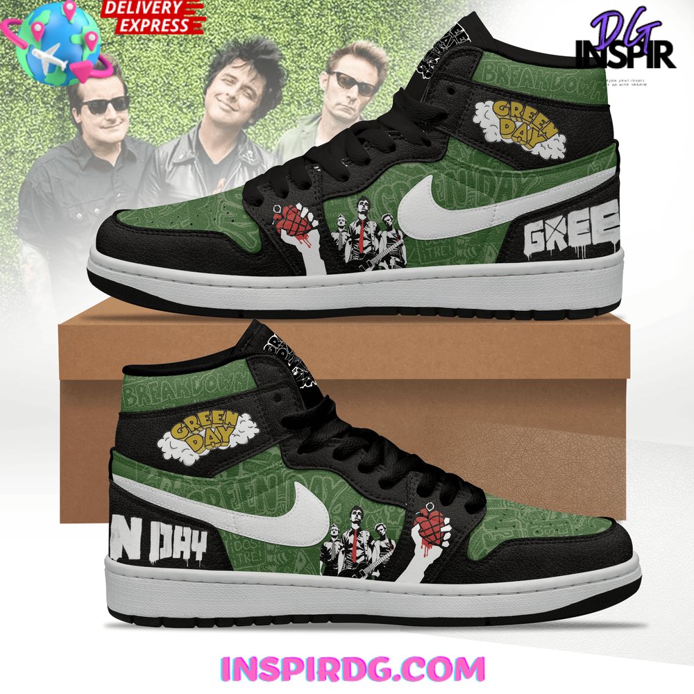 Ideafootwear Green Day AJ1 High Sneakers Shoes For Men And Women 2