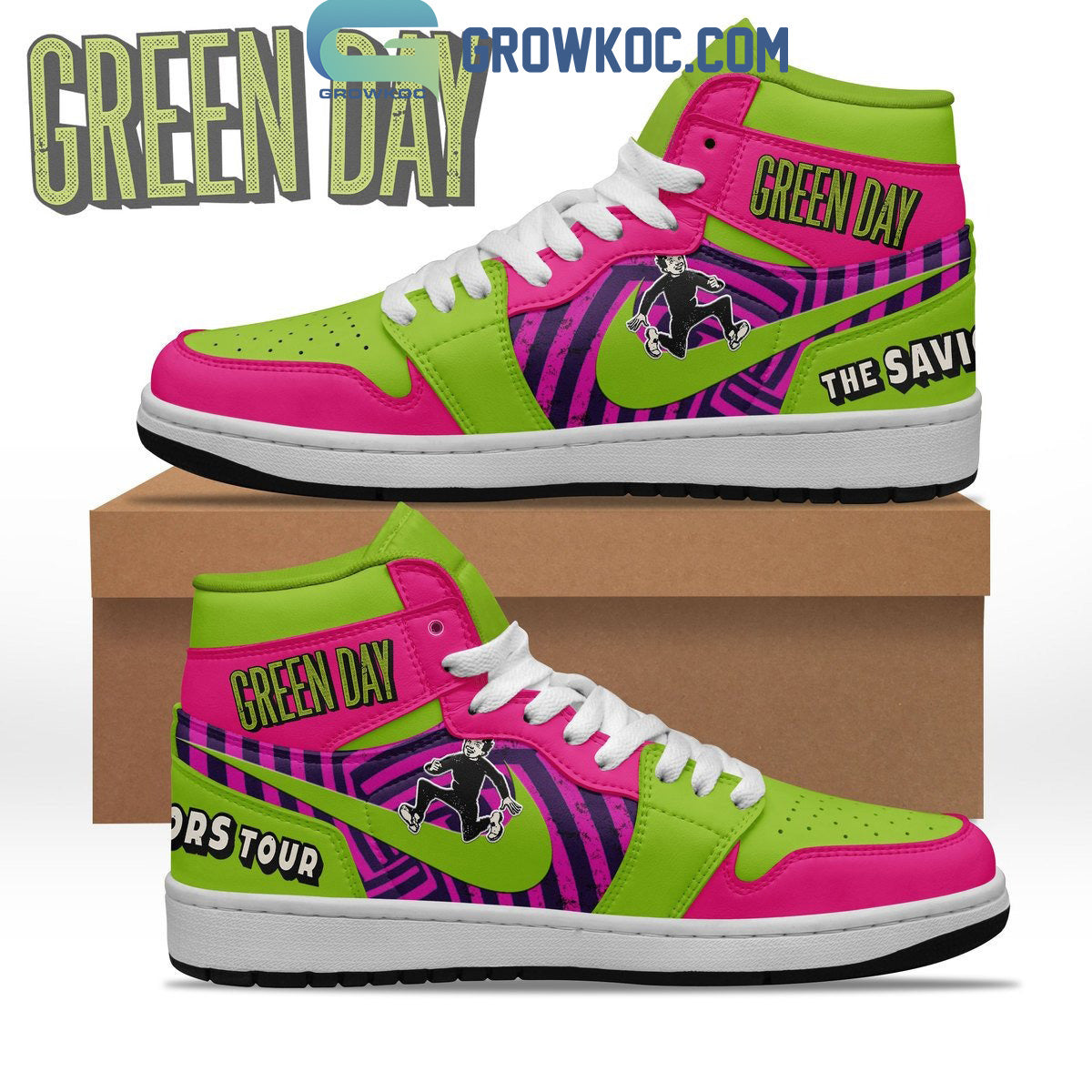 Ideafootwear Green Day AJ1 High Sneakers Shoes For Men And Women 1