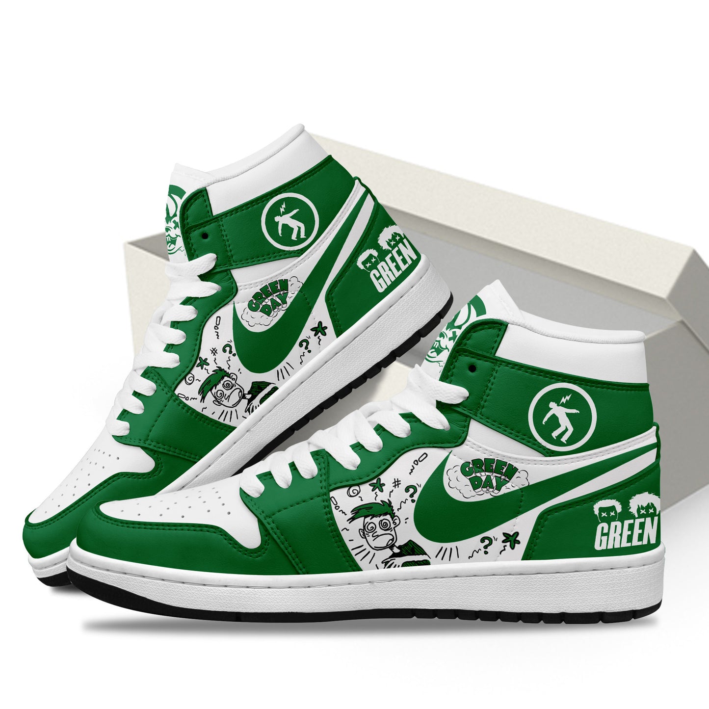 Ideafootwear Green Day AJ1 High Sneakers Shoes For Men And Women 7
