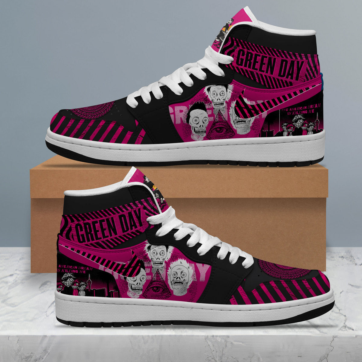Ideafootwear Green Day AJ1 High Sneakers Shoes For Men And Women 9