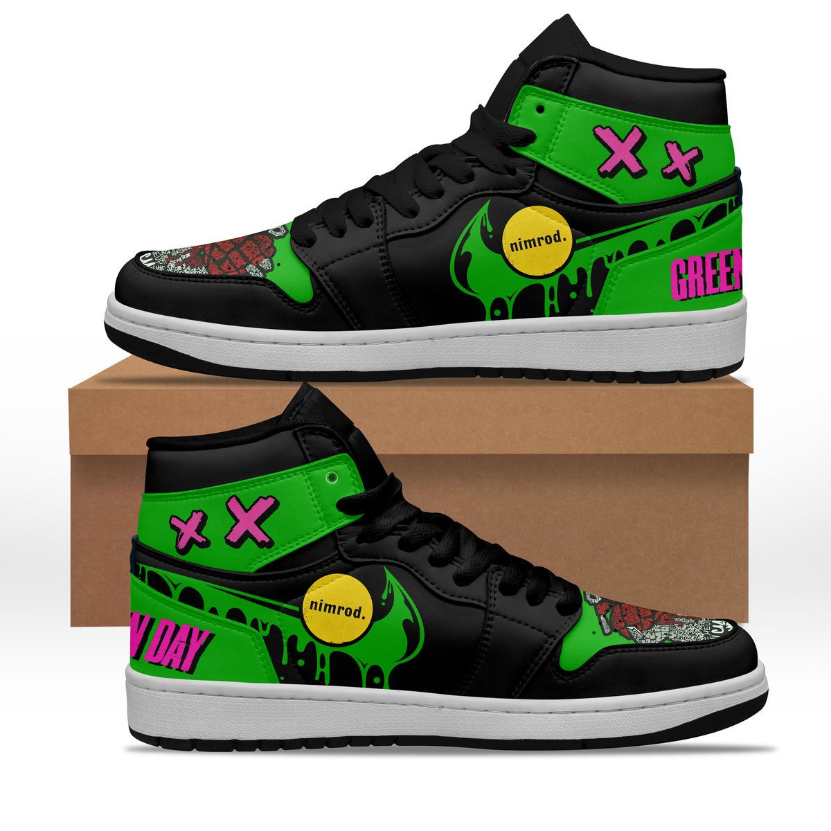 Ideafootwear Green Day AJ1 High Sneakers Shoes For Men And Women 8