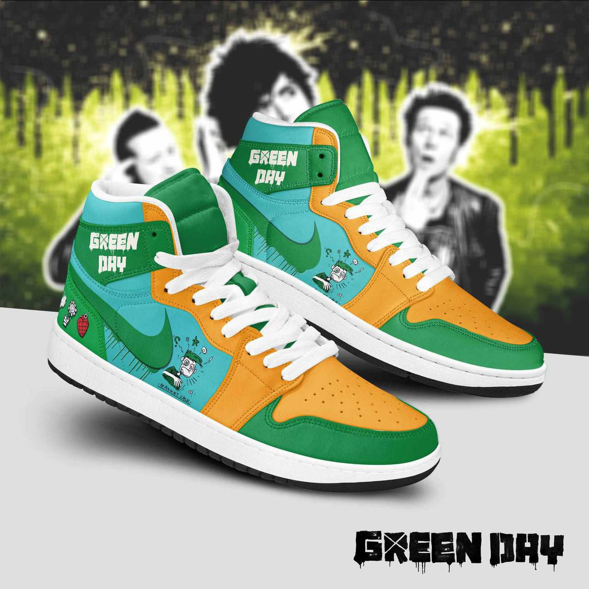 Ideafootwear Green Day AJ1 High Sneakers Shoes For Men And Women 5