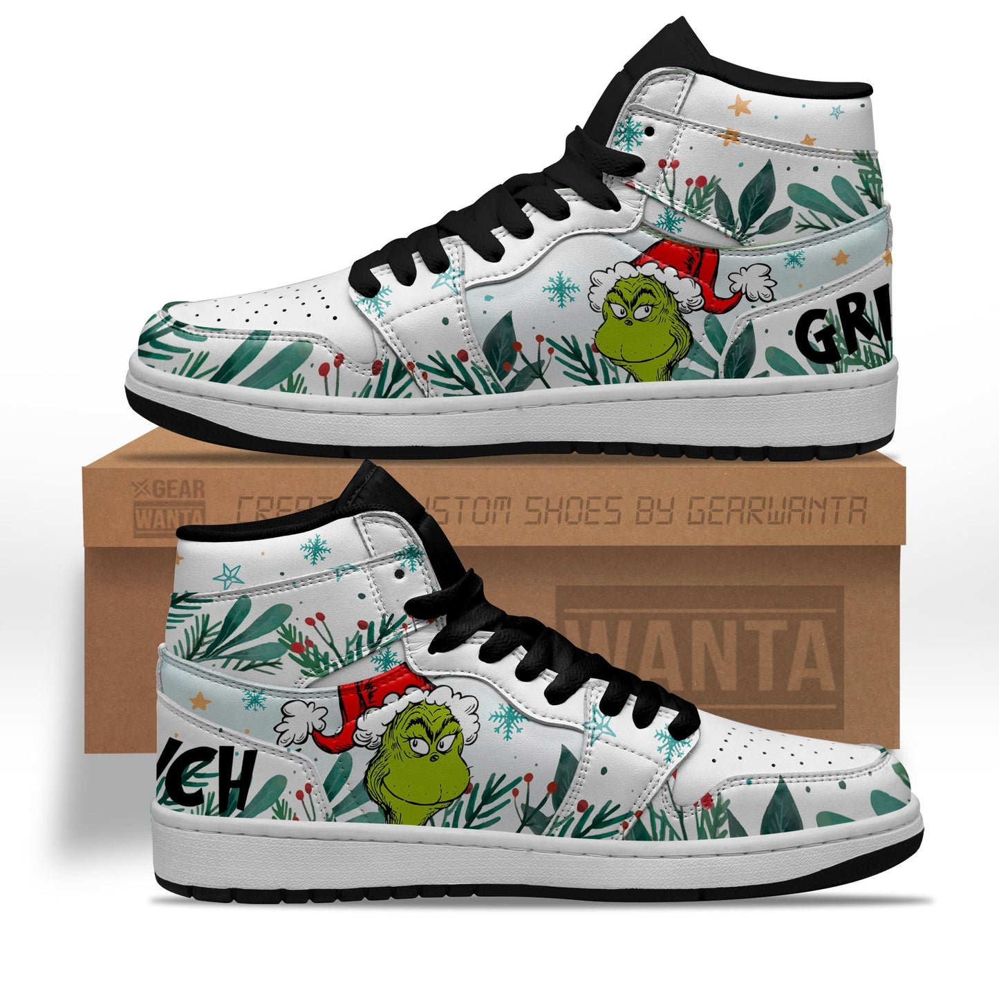 Ideafootwear Grinch AJ1 High Sneakers Shoes For Men And Women 5