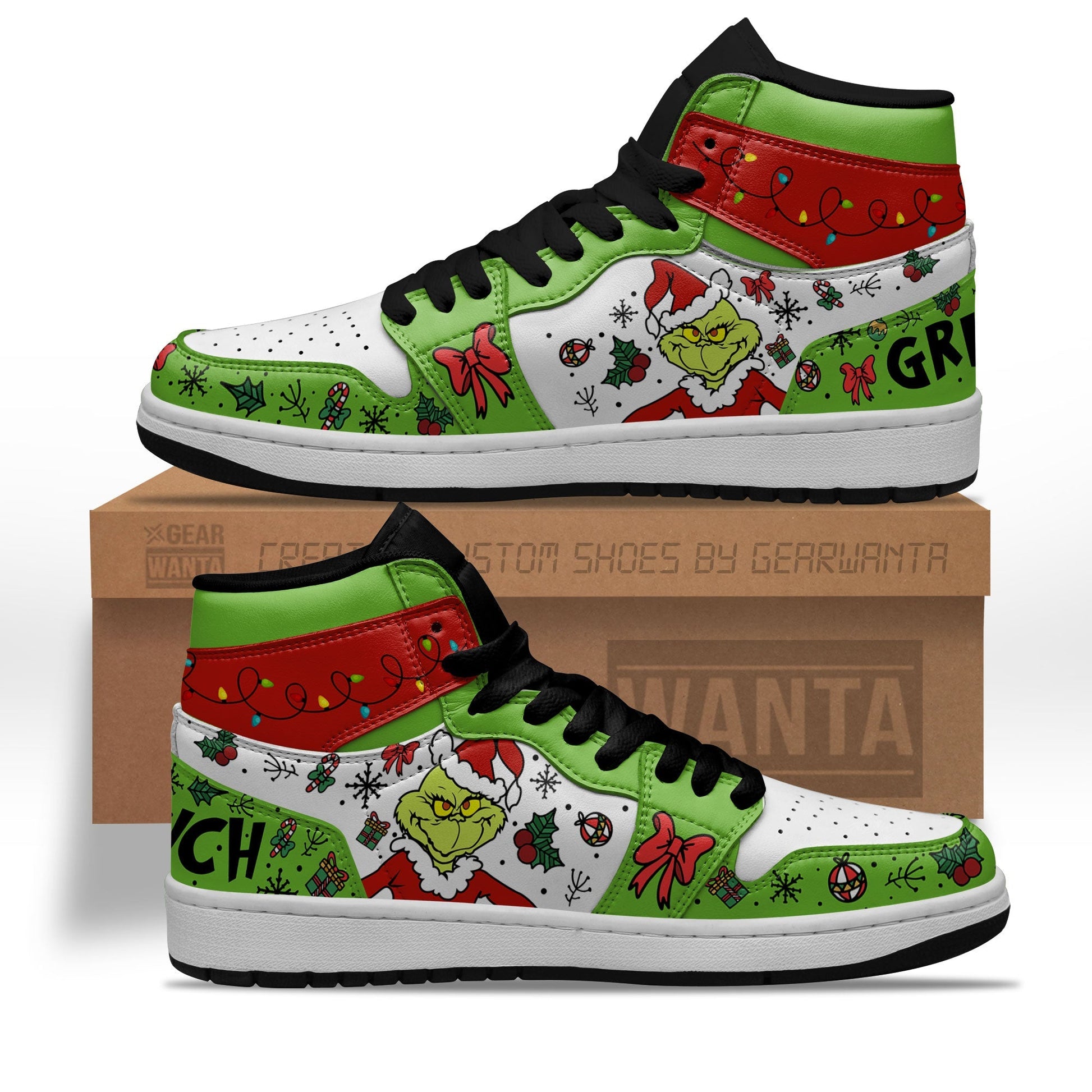 Ideafootwear Grinch AJ1 High Sneakers Shoes For Men And Women 4