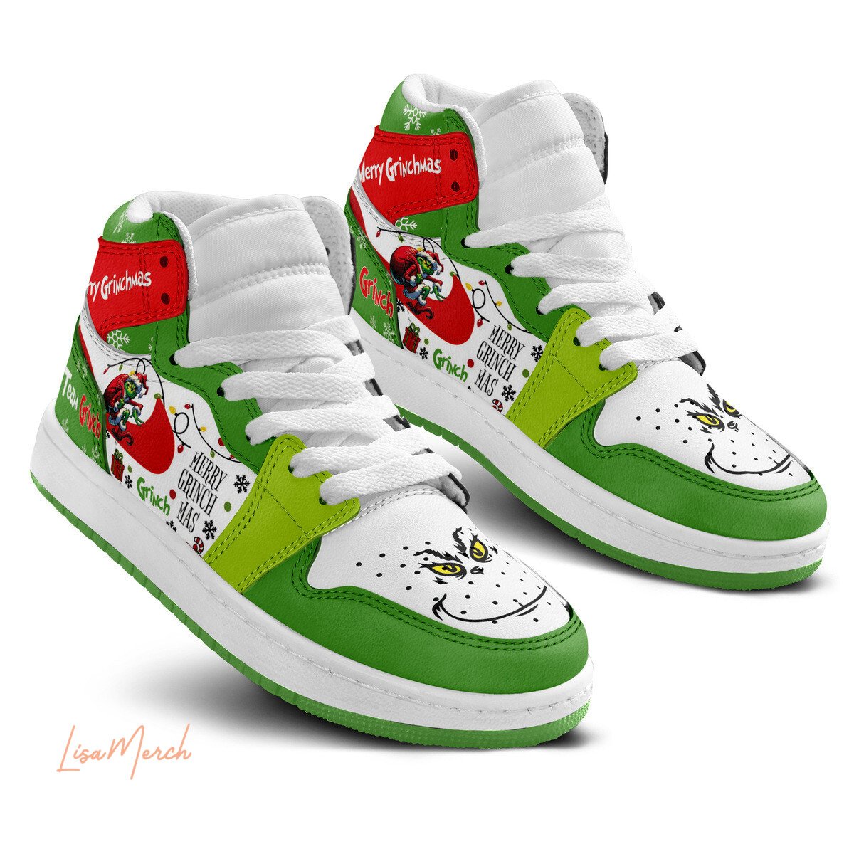 Ideafootwear Grinch AJ1 High Sneakers Shoes For Men And Women 2