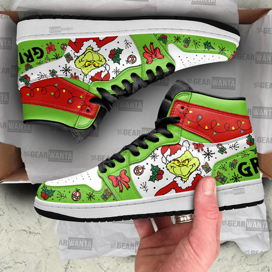 Ideafootwear Grinch AJ1 High Sneakers Shoes For Men And Women 4