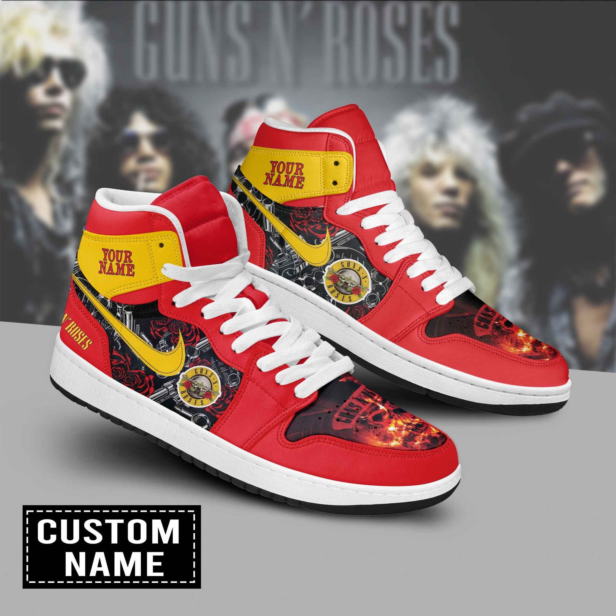 Ideafootwear Guns N' Roses AJ1 High Sneakers Shoes For Men And Women 3