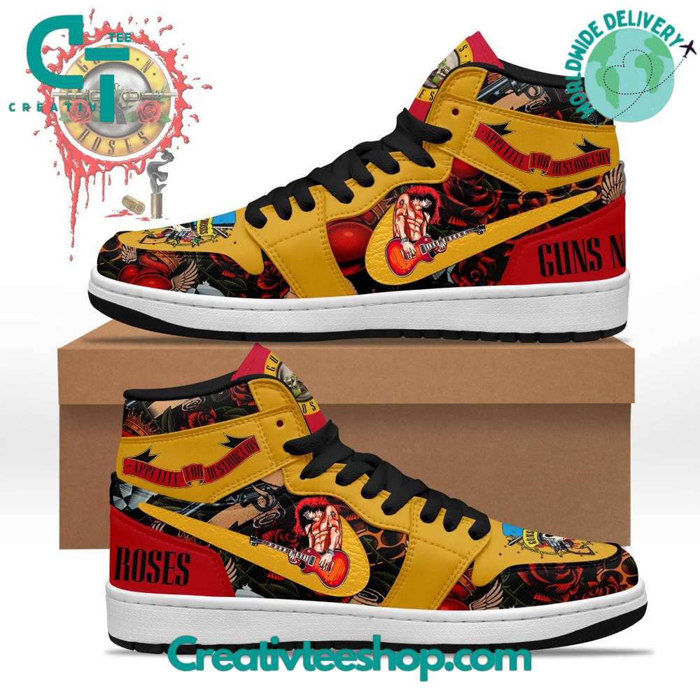 Ideafootwear Guns n Roses Appetite For Destruction AJ1 High Sneakers Shoes For Men And Women 1