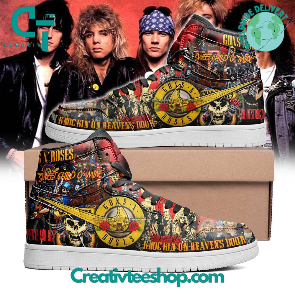 Ideafootwear Guns n Roses Heaven Door AJ1 High Sneakers Shoes For Men And Women 1