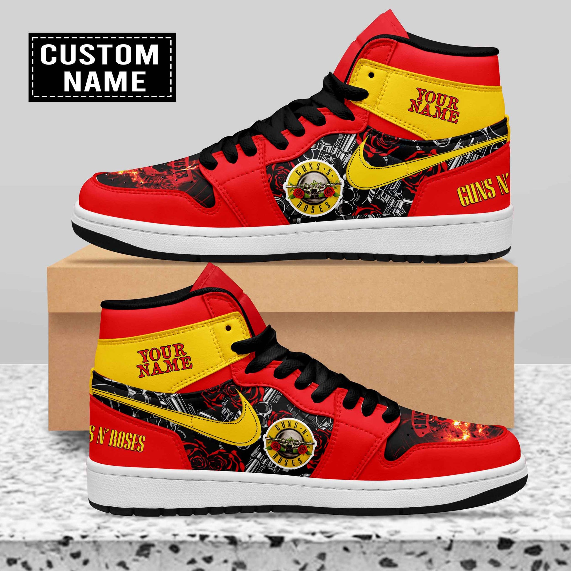 Ideafootwear Guns N' Roses AJ1 High Sneakers Shoes For Men And Women 4