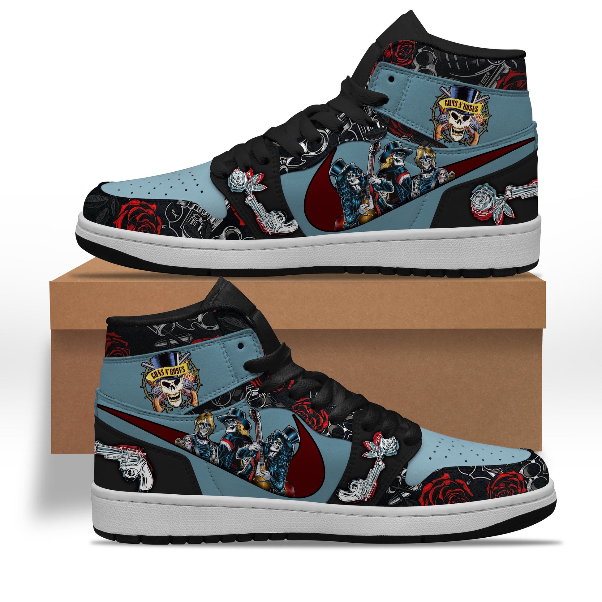 Ideafootwear Guns N' Roses AJ1 High Sneakers Shoes For Men And Women 6