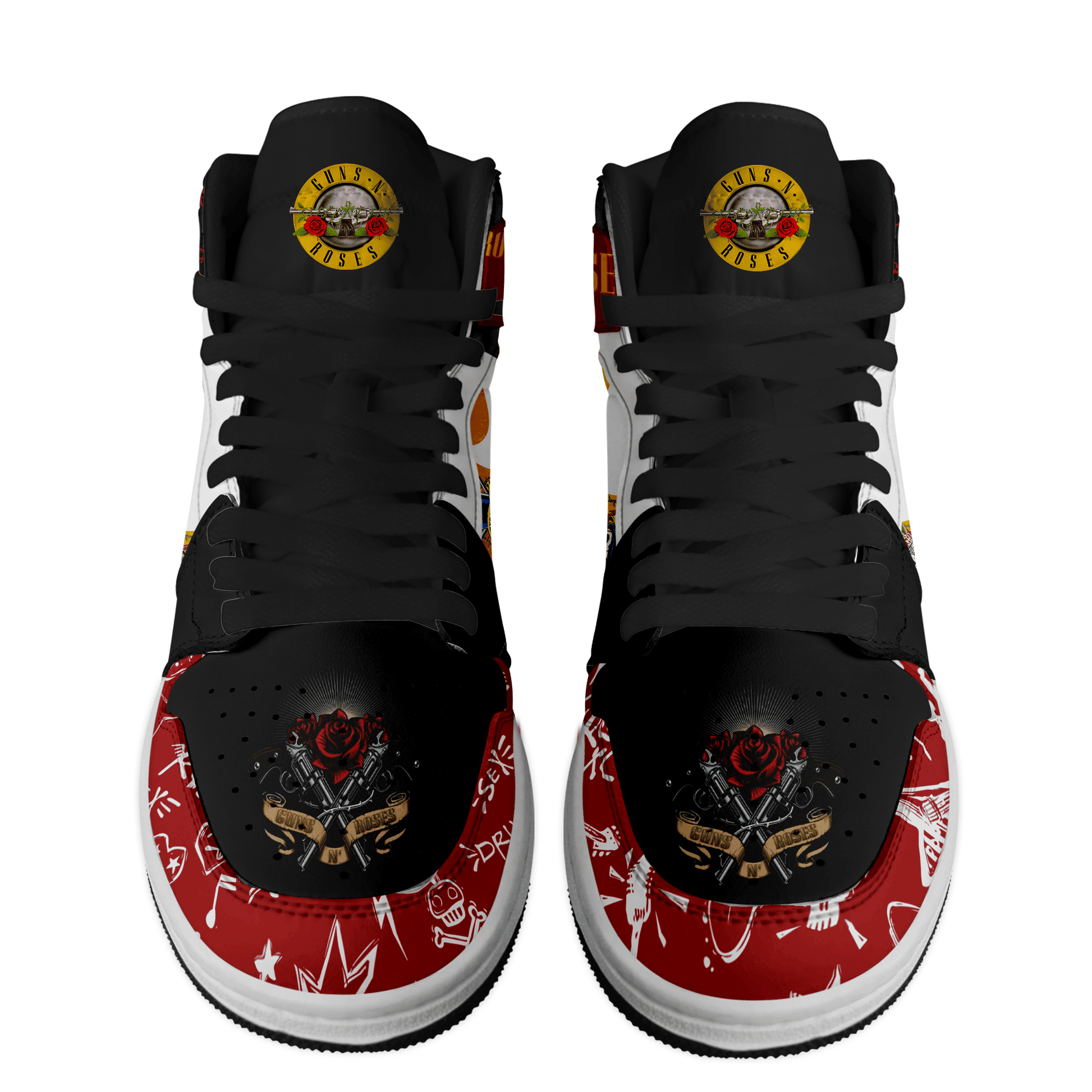 Ideafootwear Guns N' Roses AJ1 High Sneakers Shoes For Men And Women 7