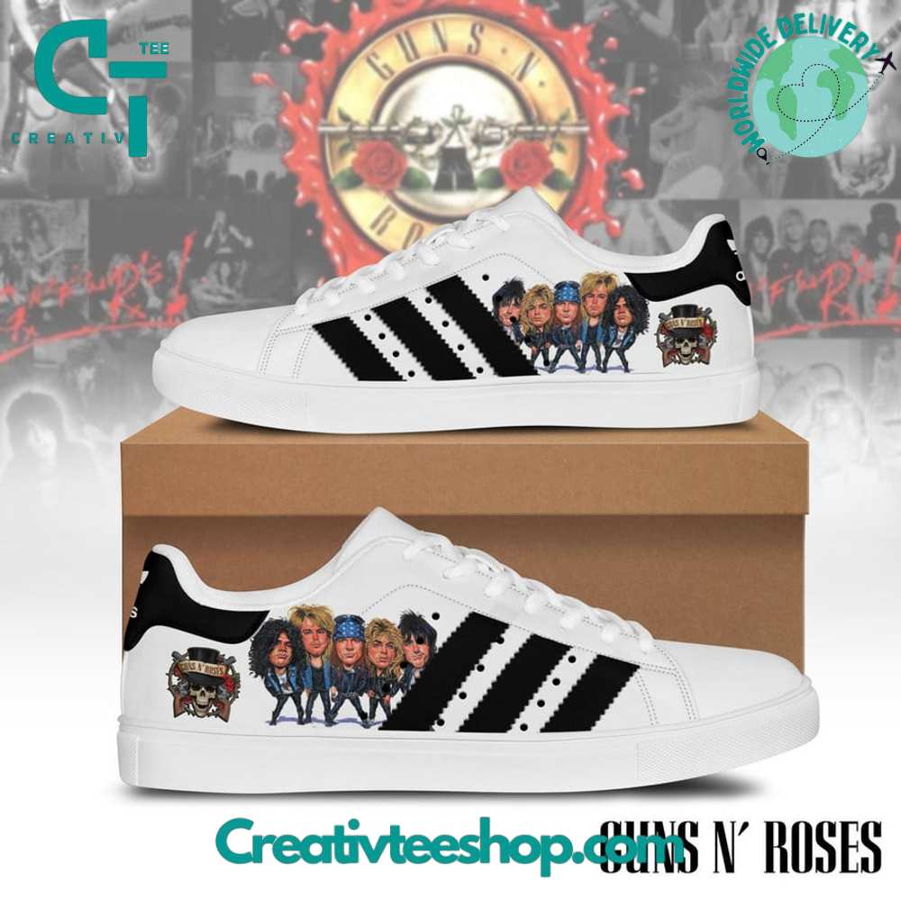 Ideafootwear Guns n Roses White Black  Skate Stan Shoes Sneakes For Men And Women 1