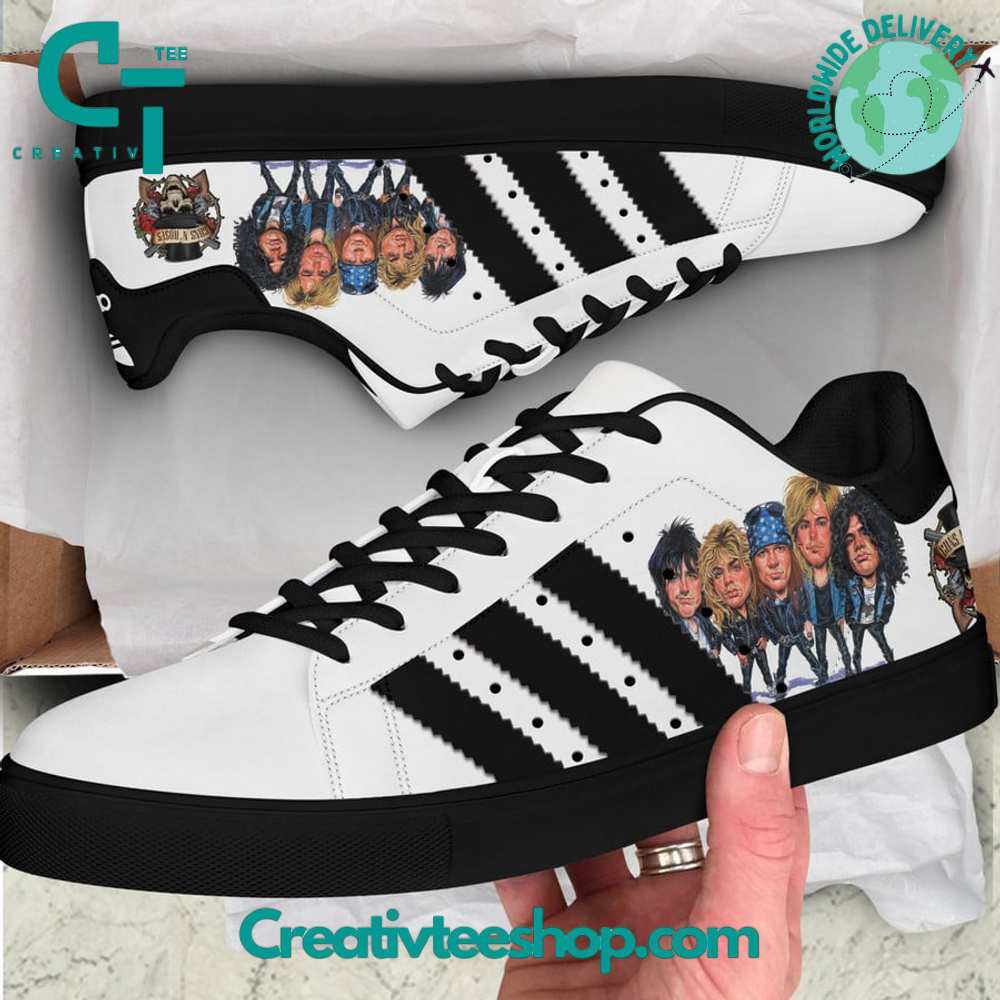 Ideafootwear Guns n Roses White Black  Skate Stan Shoes Sneakes For Men And Women 1
