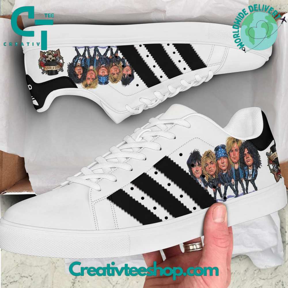 Ideafootwear Guns n Roses White Black  Skate Stan Shoes Sneakes For Men And Women 1