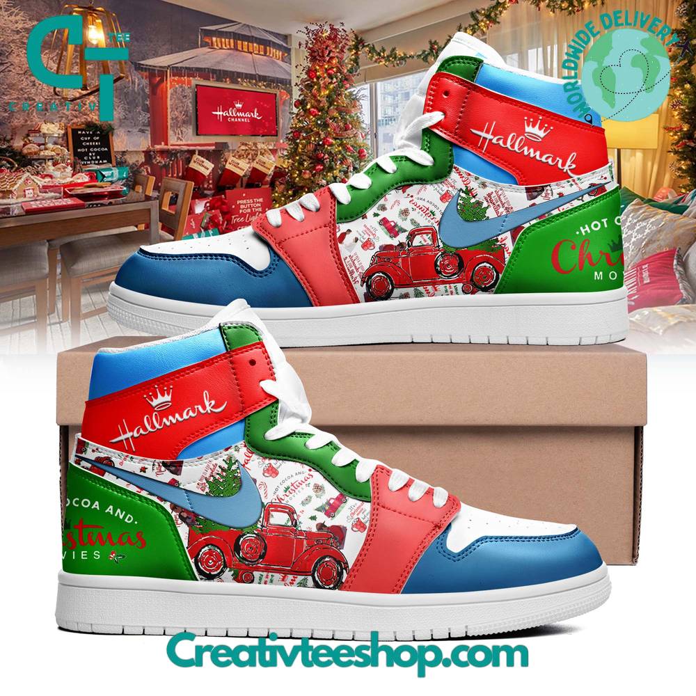 Ideafootwear Hallmark Christmas AJ1 High Sneakers Shoes For Men And Women 1