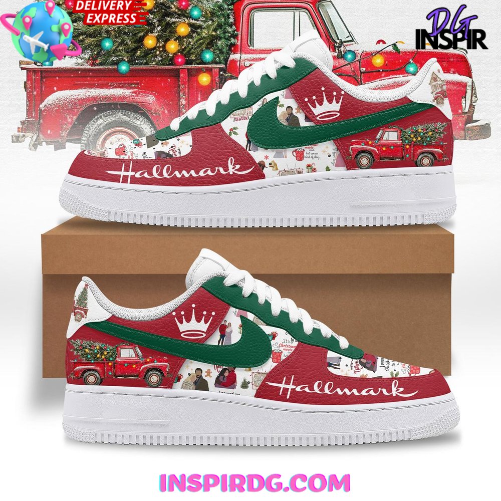 Ideafootwear Hallmark Merry Christmas Air Low-Top Sneakers Shoes For Men And Women 1