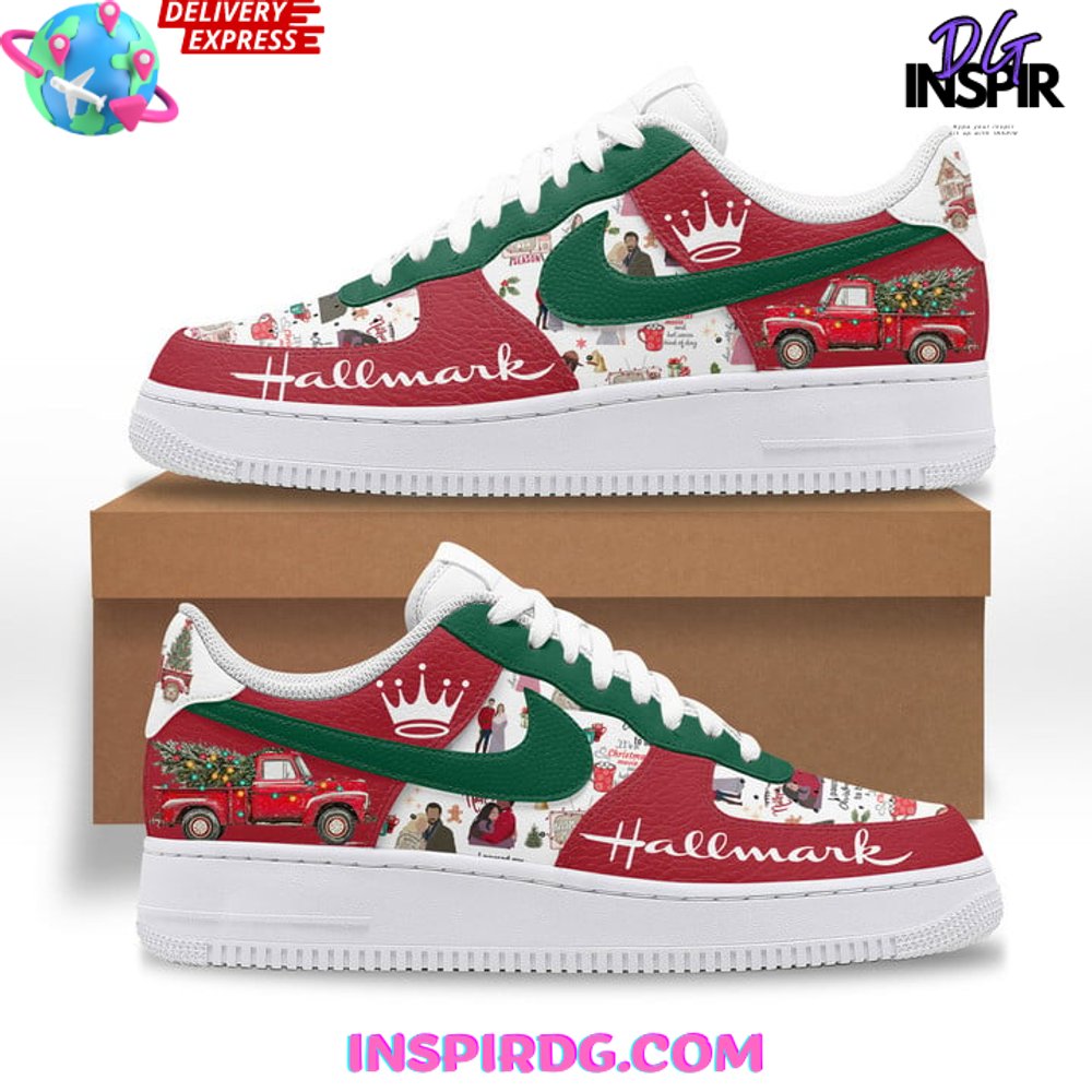 Ideafootwear Hallmark Merry Christmas Air Low-Top Sneakers Shoes For Men And Women 1