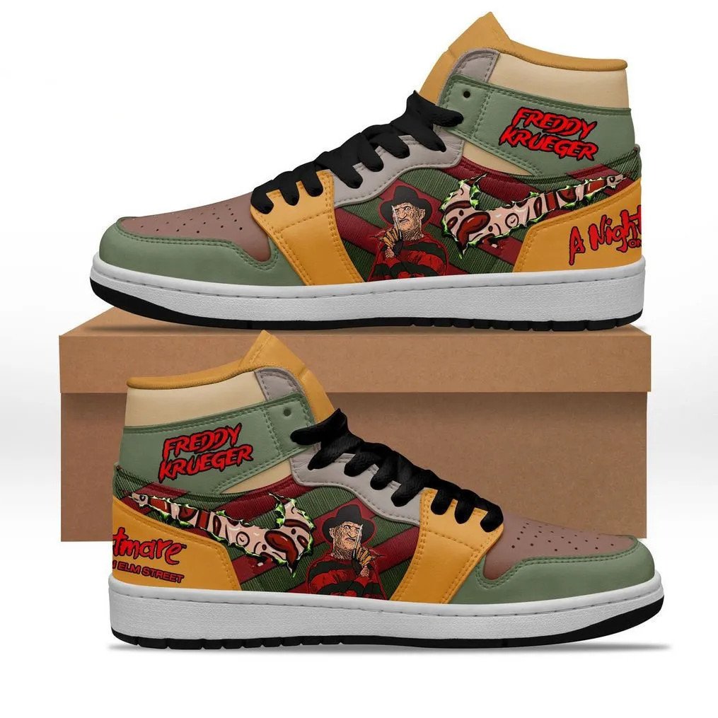Ideafootwear Halloween Freddy Krueger AJ1 High Sneakers Shoes For Men And Women 1