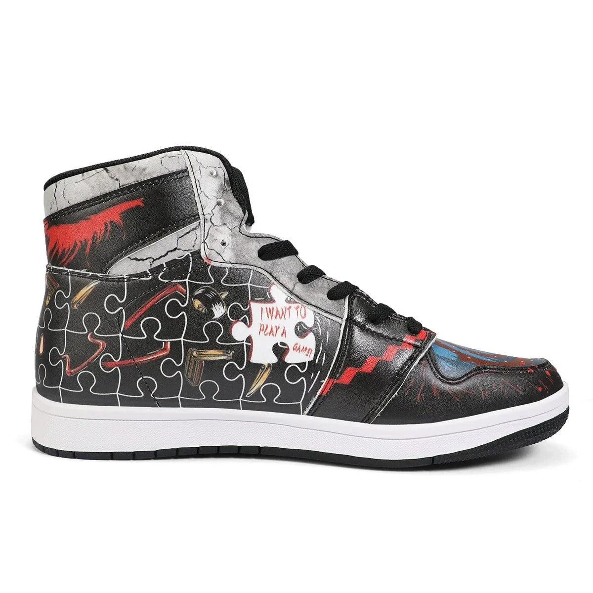 Ideafootwear Halloween Jigsaw AJ1 High Sneakers Shoes For Men And Women 1