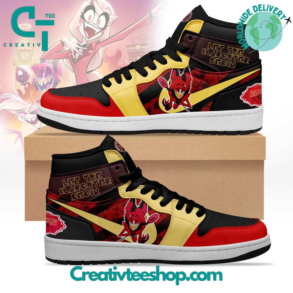 Ideafootwear Hazbin Hotel AJ1 High Sneakers Shoes For Men And Women 2