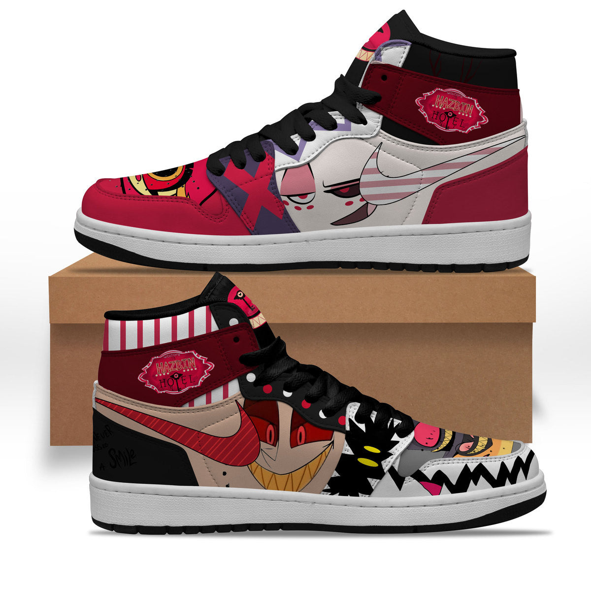 Ideafootwear Hazbin Hotel AJ1 High Sneakers Shoes For Men And Women 10