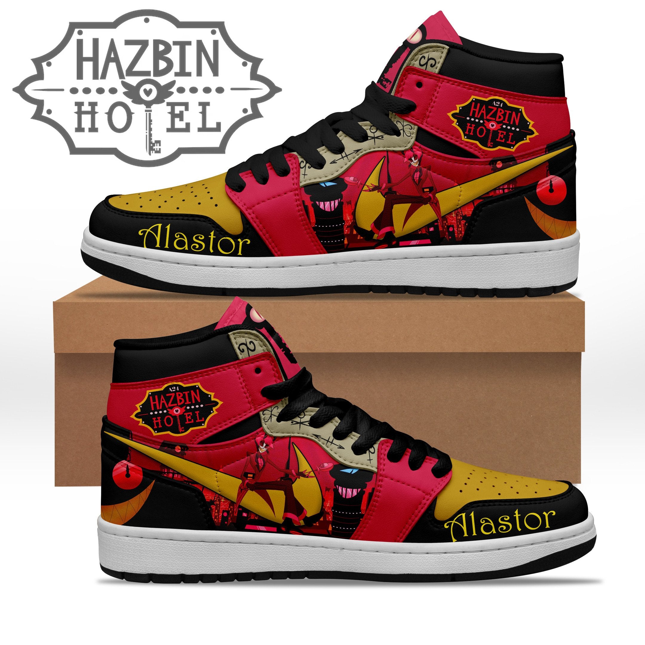 Ideafootwear Hazbin Hotel AJ1 High Sneakers Shoes For Men And Women 5