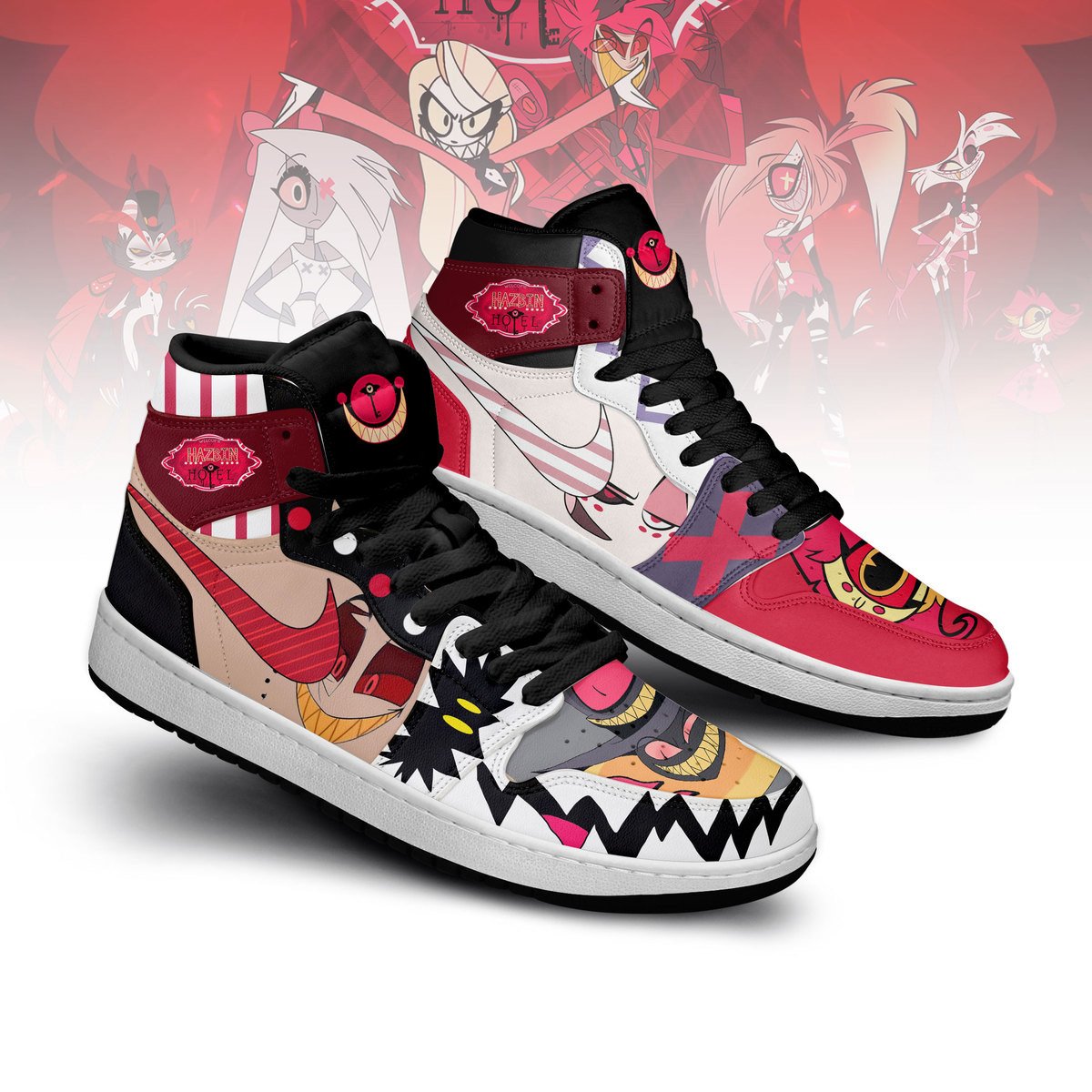 Ideafootwear Hazbin Hotel AJ1 High Sneakers Shoes For Men And Women 10