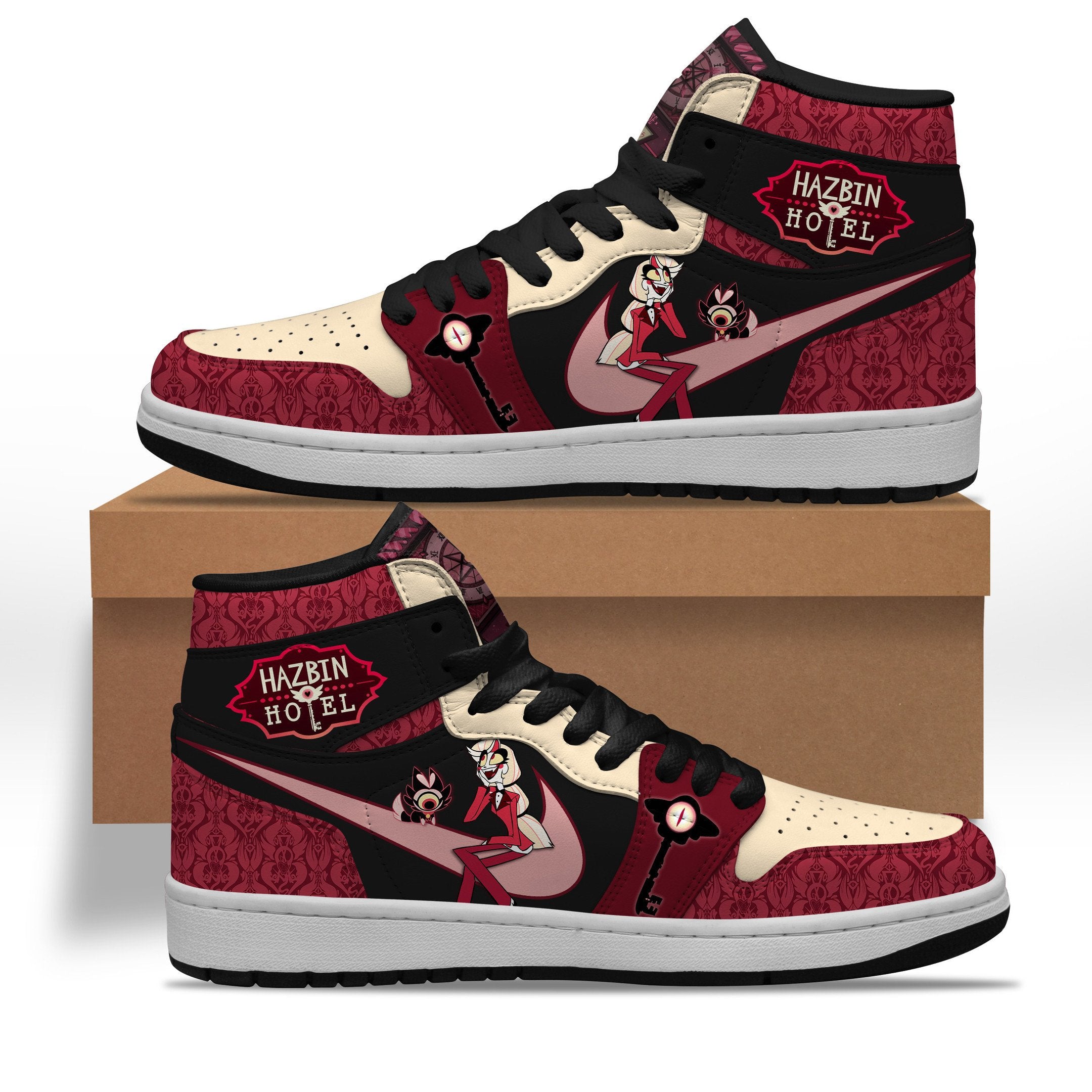 Ideafootwear Hazbin Hotel AJ1 High Sneakers Shoes For Men And Women 8
