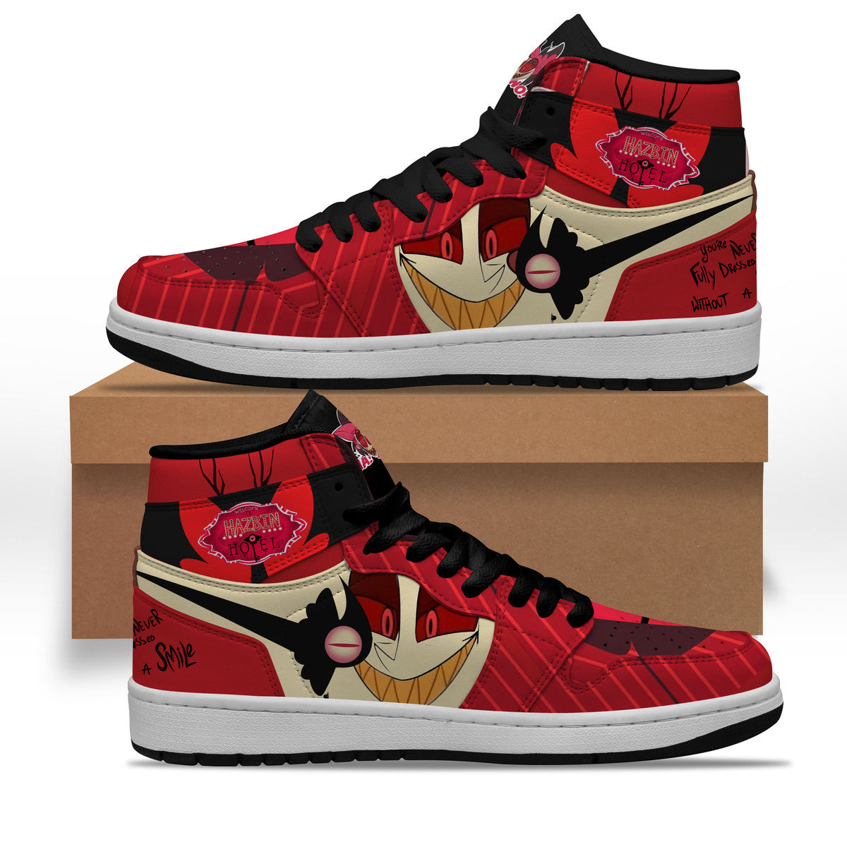 Ideafootwear Hazbin Hotel AJ1 High Sneakers Shoes For Men And Women 9