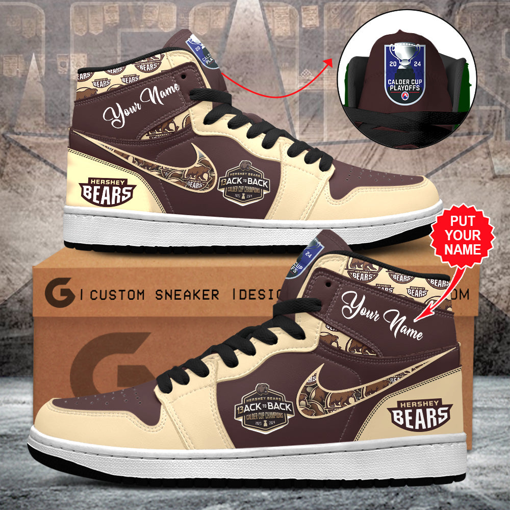 Ideafootwear Hershey Bears AJ1 High Sneakers Shoes For Men And Women 1