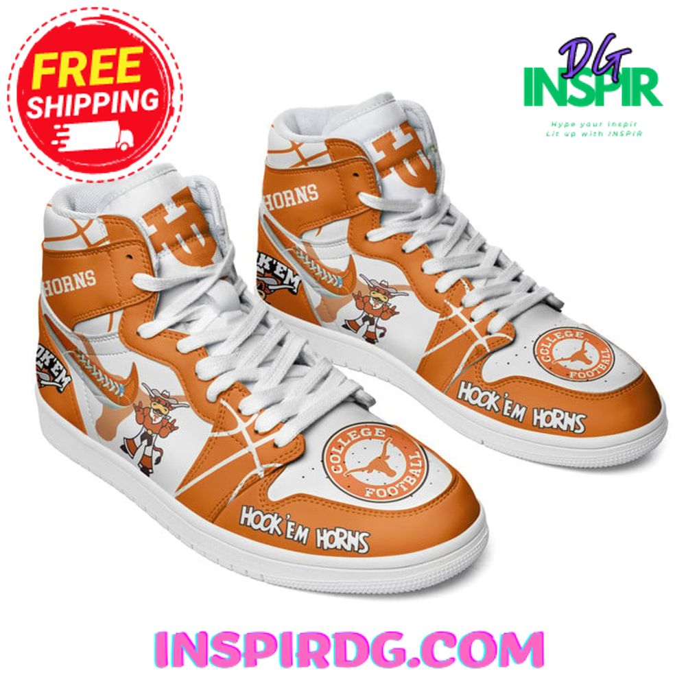 Ideafootwear Hookem College Football AJ1 High Sneakers Shoes For Men And Women 1
