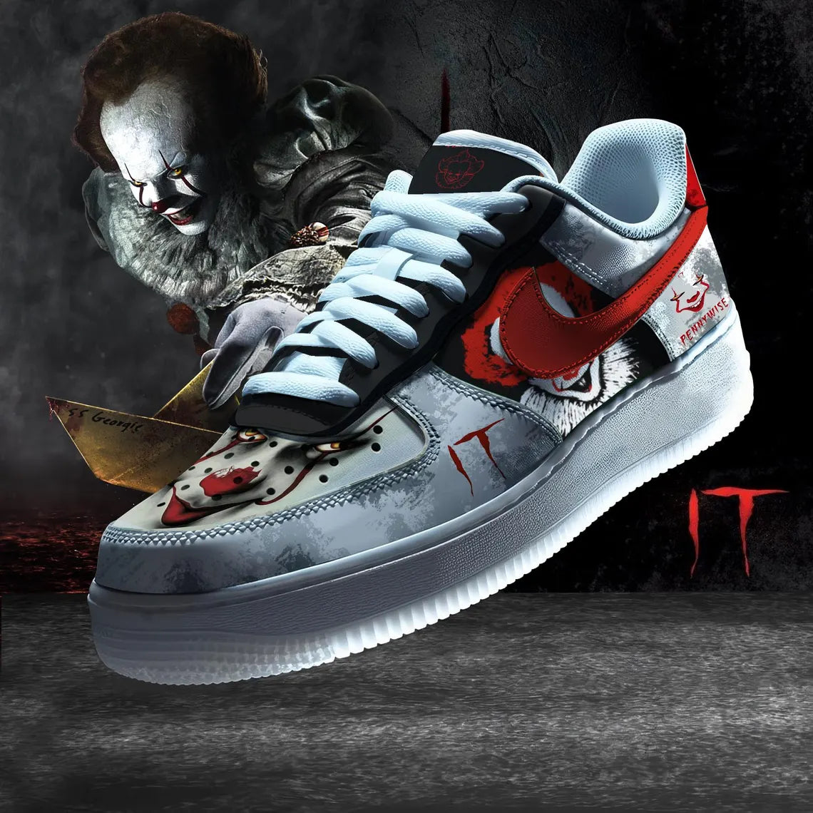 Ideafootwear Horror Clown Air Low-Top Sneakers Shoes For Men And Women 1