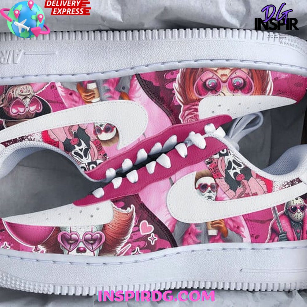 Ideafootwear Horror Film Pink Air Low-Top Sneakers Shoes For Men And Women 1