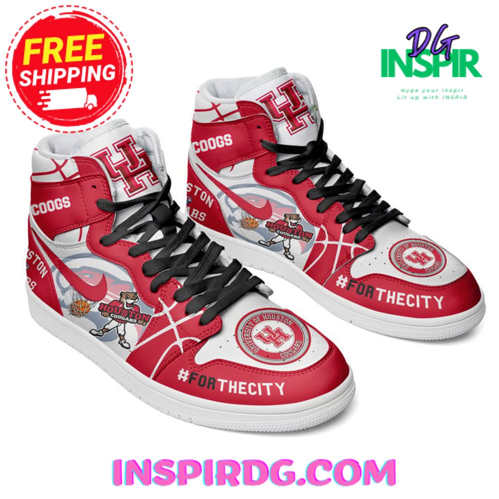 Ideafootwear Houston Cougars AJ1 High Sneakers Shoes For Men And Women 3