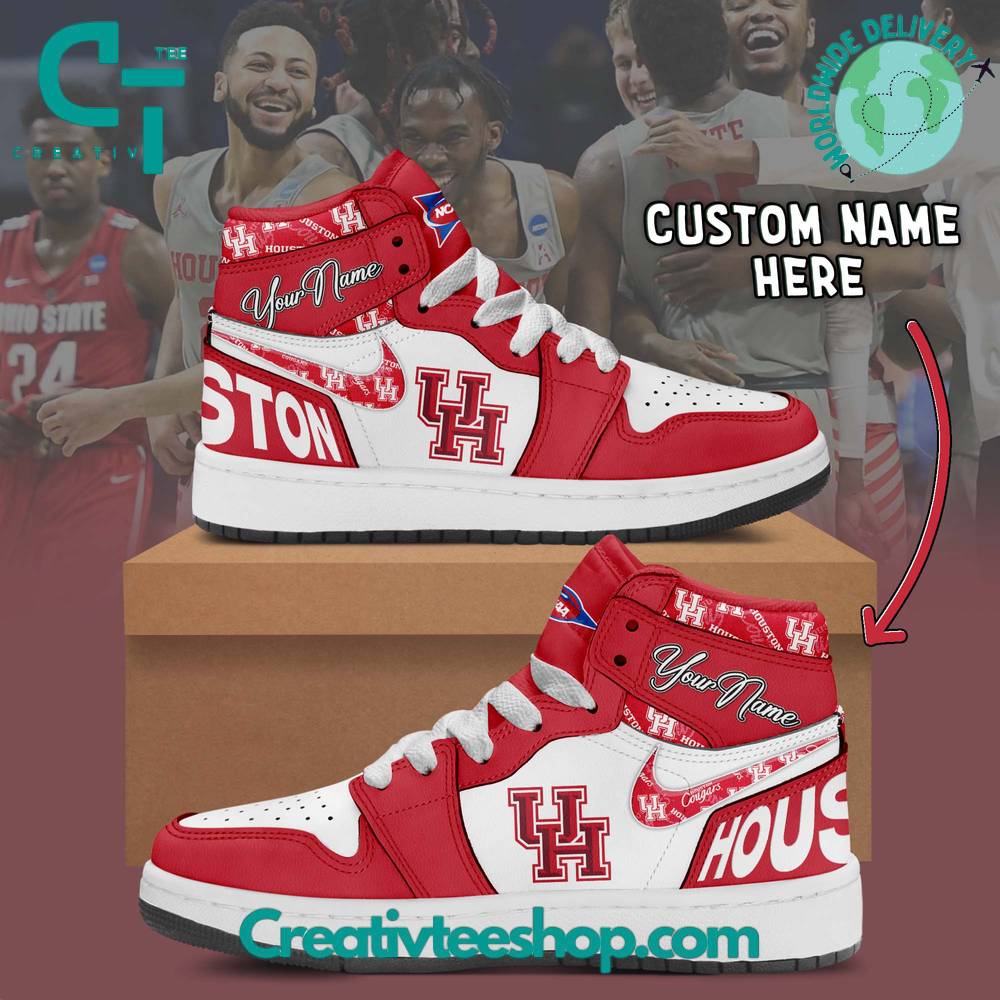 Ideafootwear Houston Cougars AJ1 High Sneakers Shoes For Men And Women 1