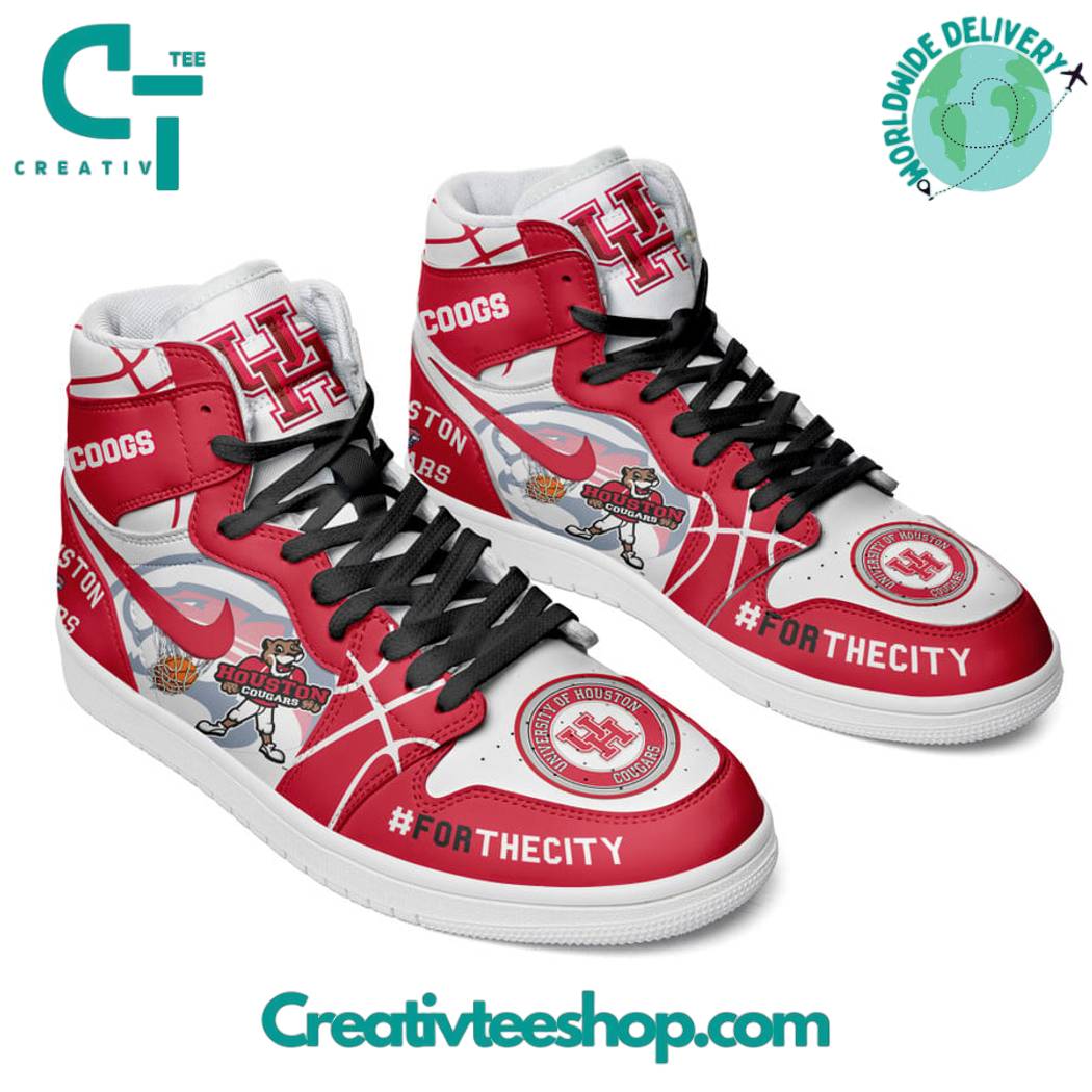 Ideafootwear Houston Cougars AJ1 High Sneakers Shoes For Men And Women 4