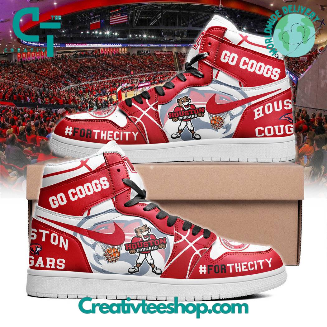 Ideafootwear Houston Cougars AJ1 High Sneakers Shoes For Men And Women 4
