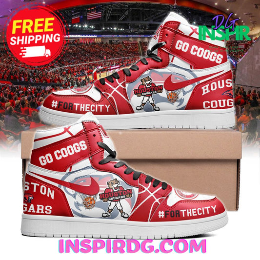 Ideafootwear Houston Cougars AJ1 High Sneakers Shoes For Men And Women 3